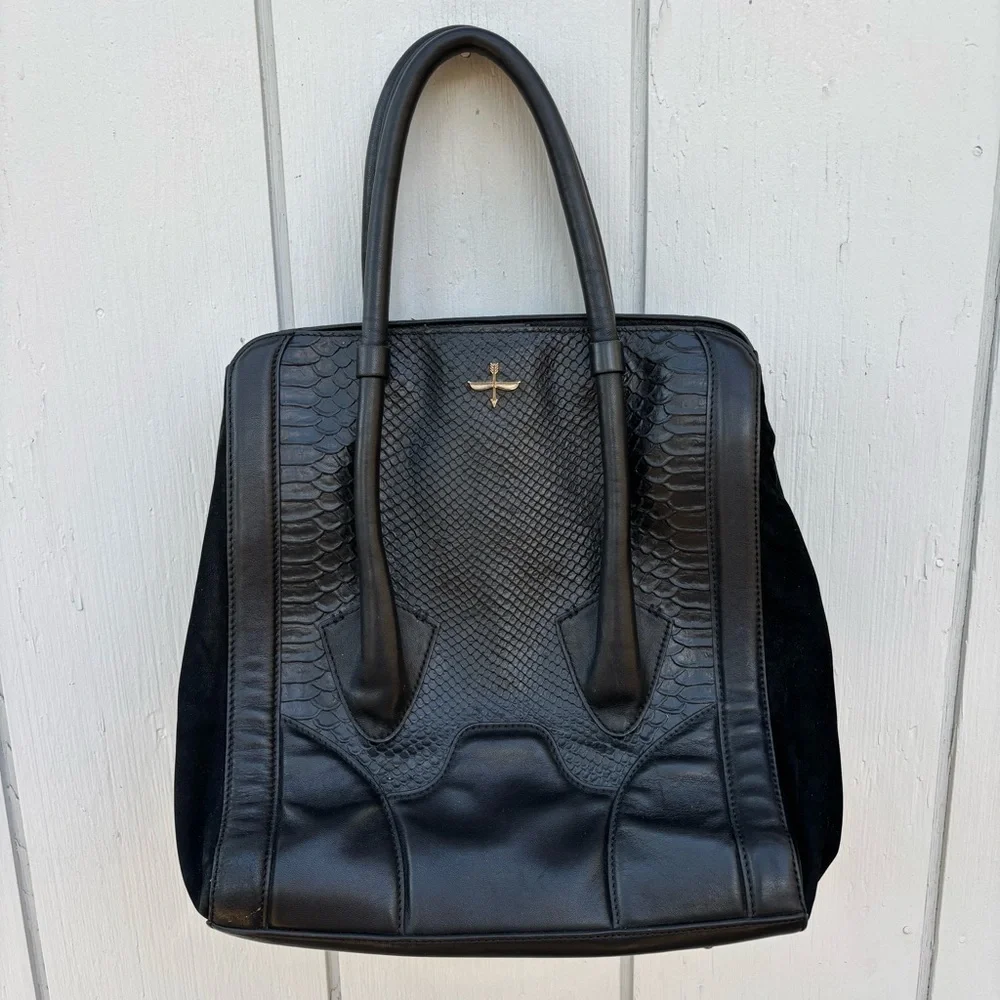 Pour la Victoire Butler Large Tote Bag Satchel Double Handles Embossed Leather